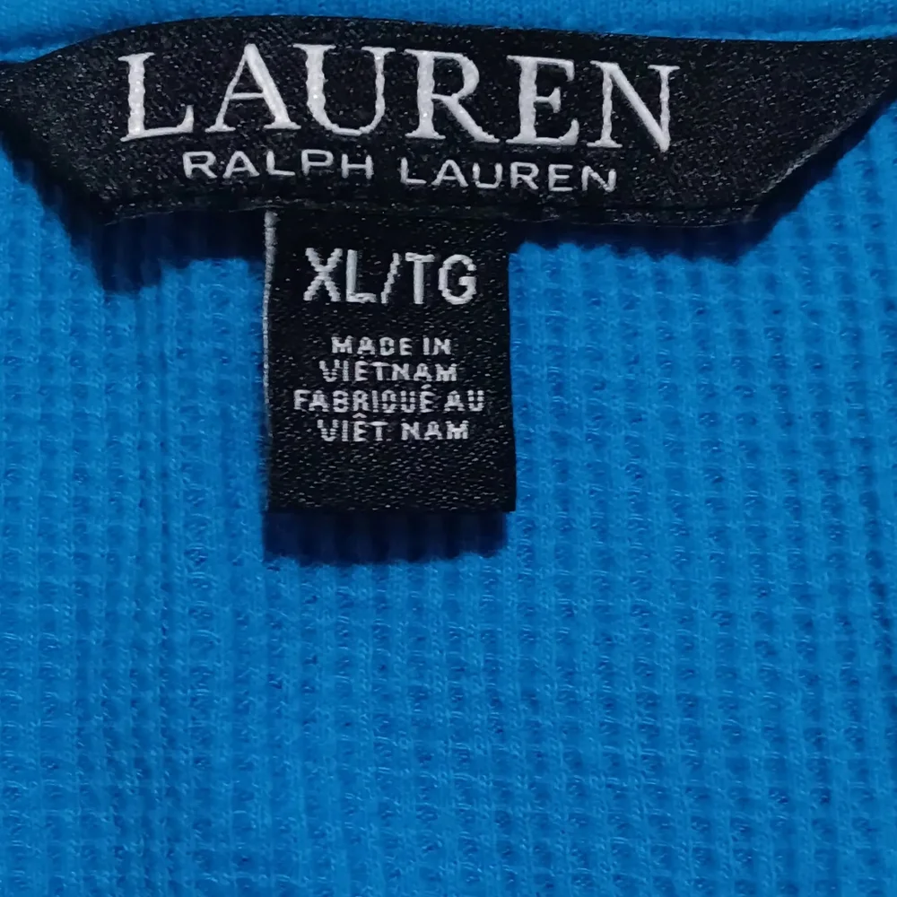Lauren Ralph Lauren Women Lace-Up Stretch Royal Blue‎ SzXL Tops Short Sleeve